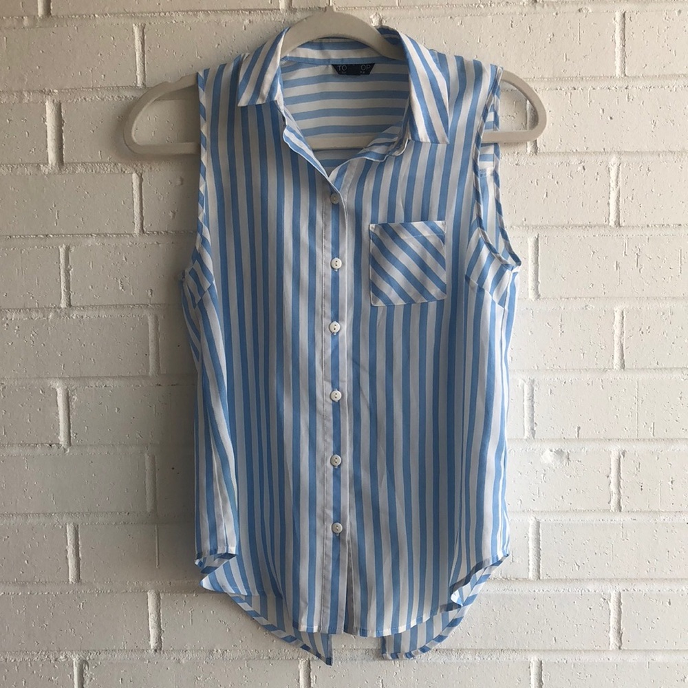 Topshop Open Back Striped Blouse